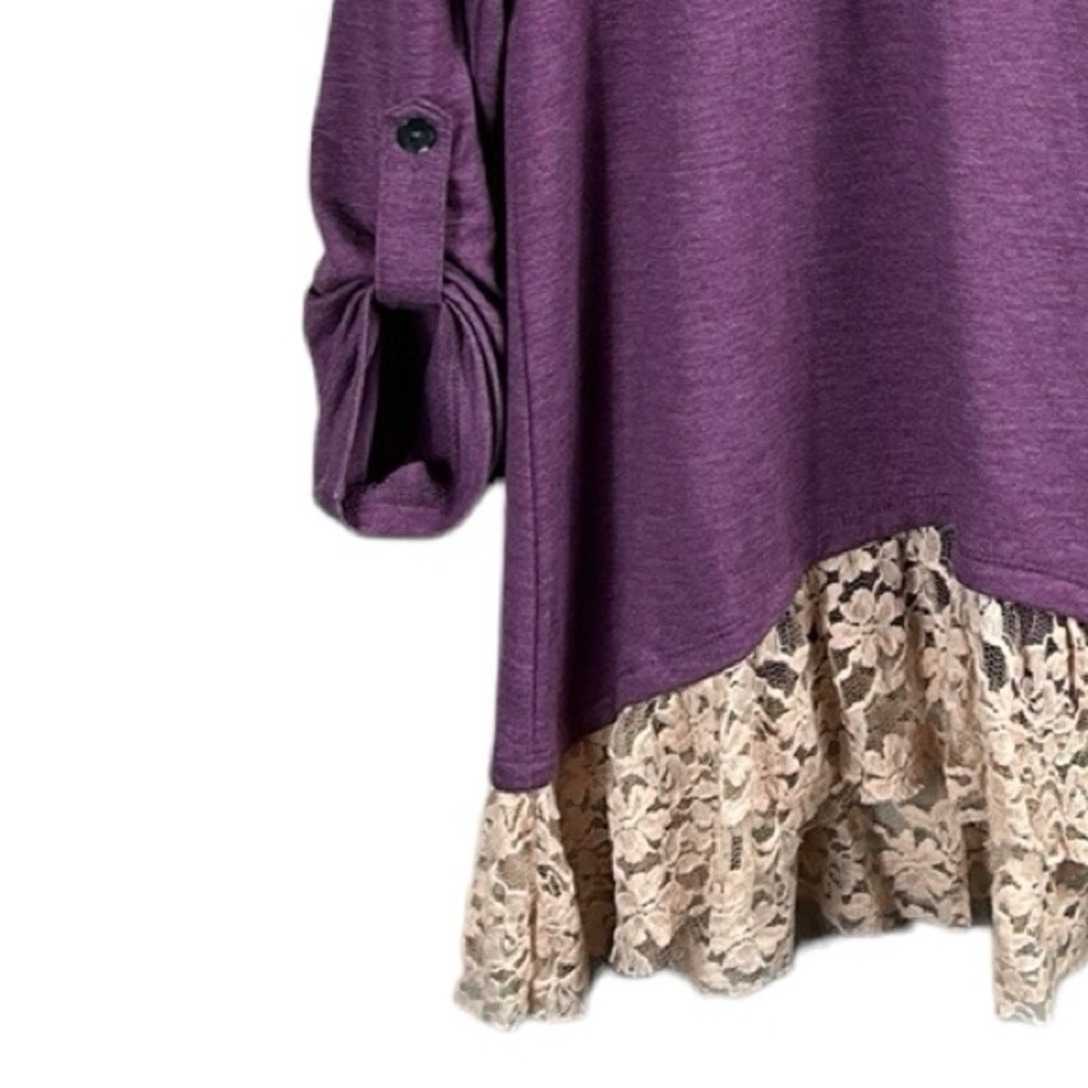 LOGO Lounge Lace Trim Lounge Tunic Top Size M - Picture 6 of 8